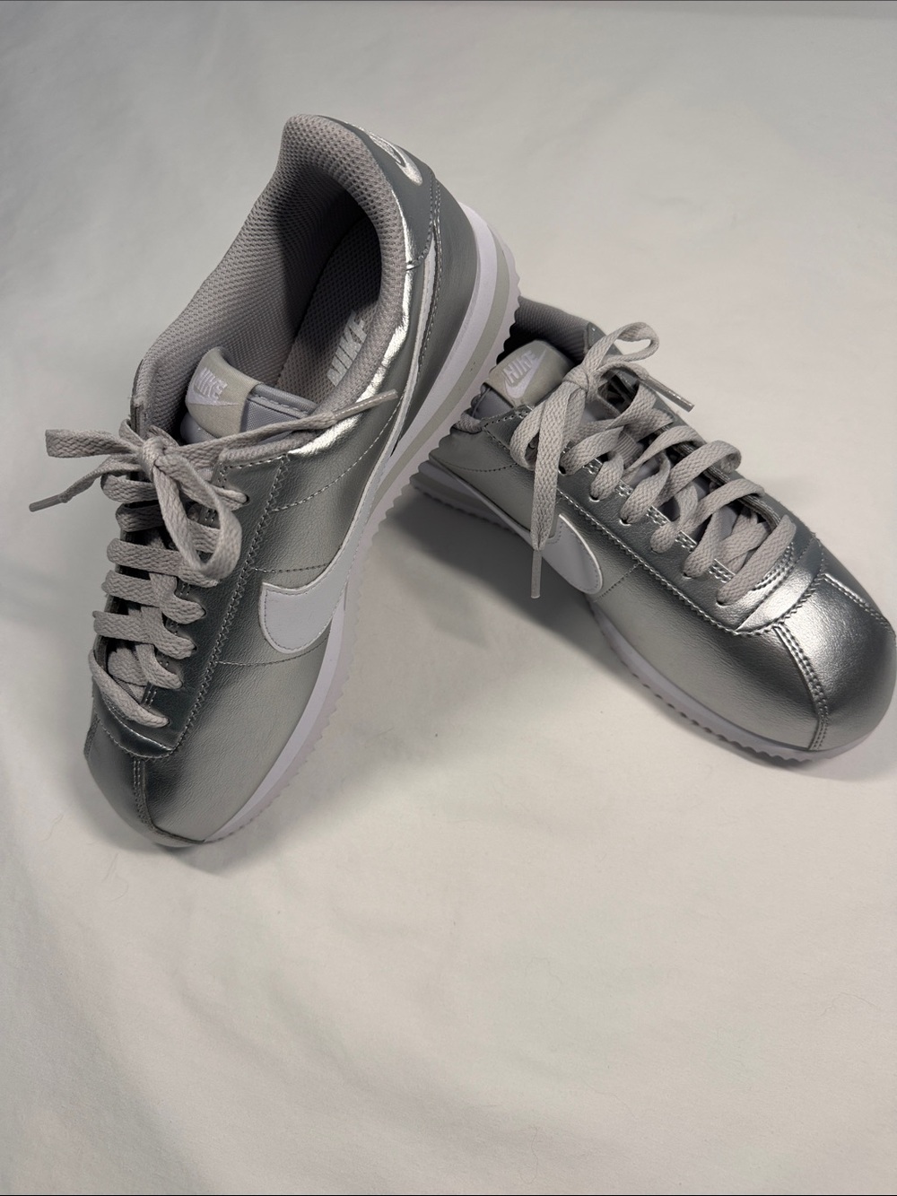 Nike Cortez Women’s 9 Metallic Silver White-Grey Fog Brand new